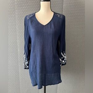 Counterparts Tunic Top with Floral Printed Sleeves